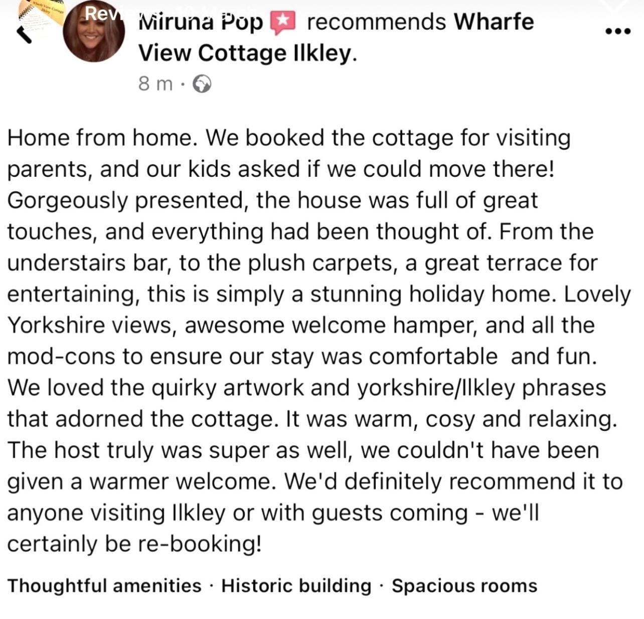 Wharfe View Cottage Ilkley Eksteriør billede